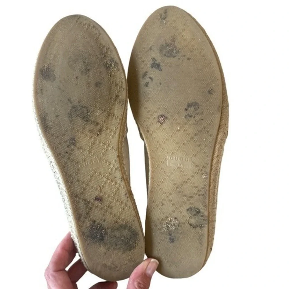 Gucci‎ Pilar GG Canvas Espadrilles White GG Monogram Flats 39 Box 466902